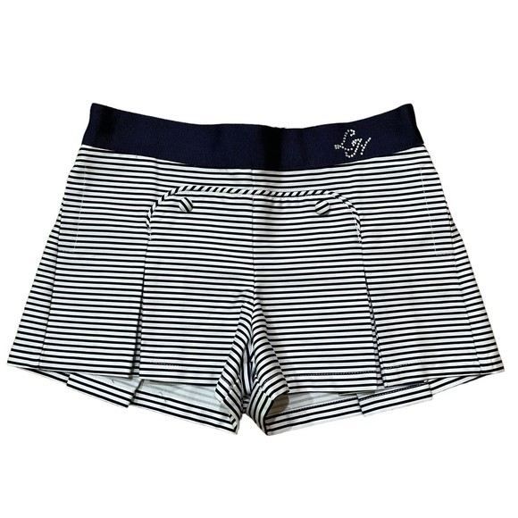 Lapin House Girl Preppy Shorts Size 5 Nautical Stripe Adjustable Waist Excellent